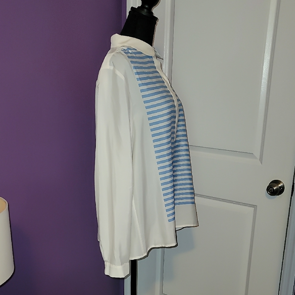J. Crew Blue and White Striped Shirt Sz: XL - Picture 6 of 8